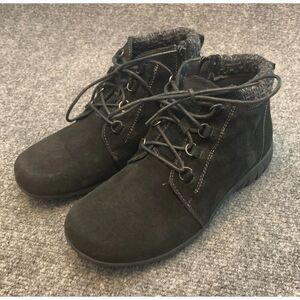 Propet Boots Womens 6.5 Delaney Suede Ankle Bootie Lace Zip Black Hike Trail